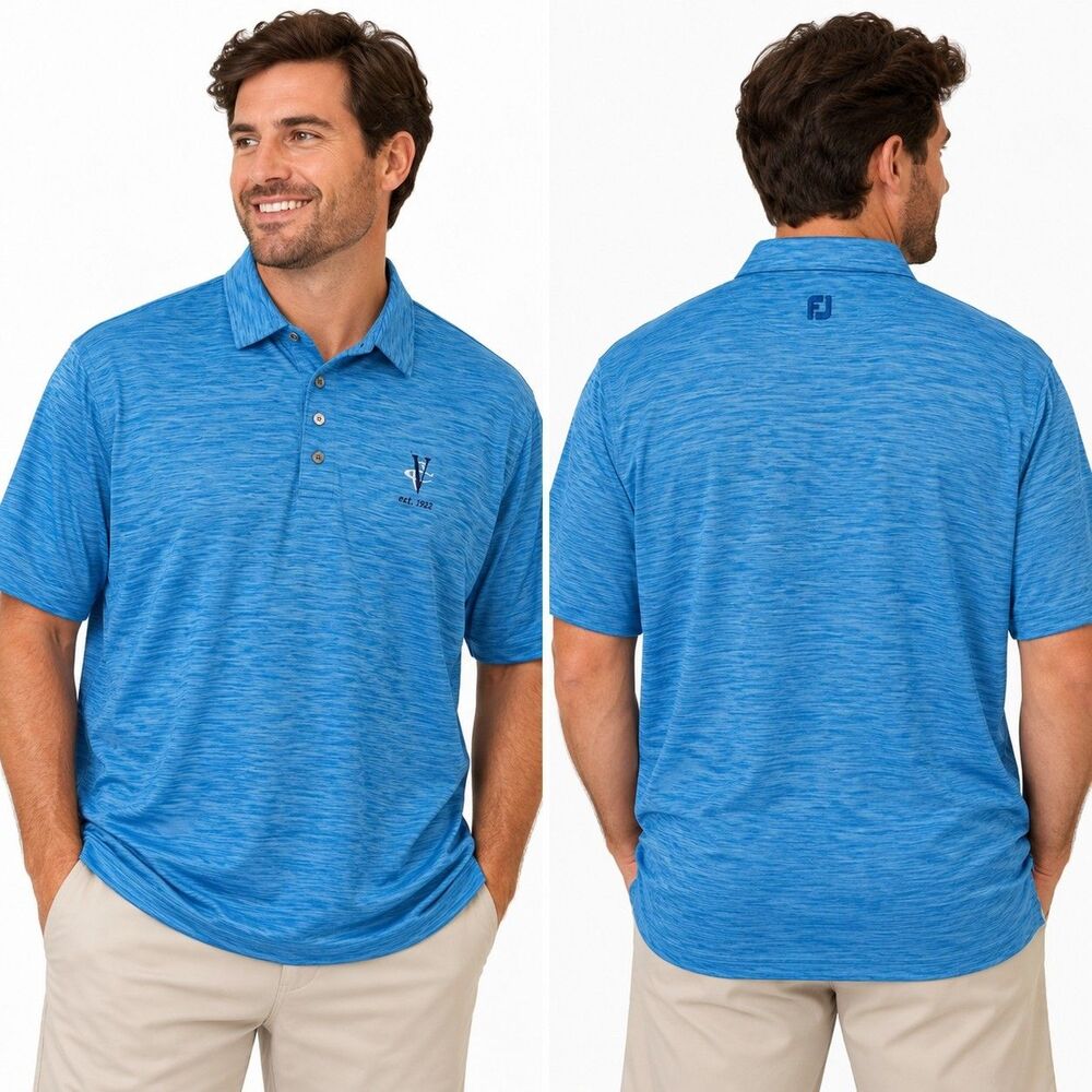 FootJoy FJ Golf Polo Men 3XL Blue Heather Stretch Performance Est 1922 Logo